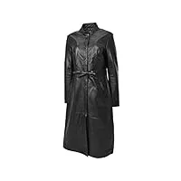 divergent retail nellie manteau long en cuir véritable pour femme coupe ajustée noir, noir , 38