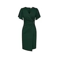 grace karin robes de cérémonie femme manche courte mousseline vintage robe col en v surplis foncée vert foncé -3 l