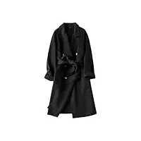 disimlarl manteau long élégant en laine pour femme avec poches à double boutonnage, noir , m