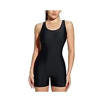 baleaf maillot de bain athlétique une pièce pour femme - maillot de bain dos nageur - maillot de bain d'entraînement de compétition, noir, 95