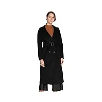 disimlarl manteau long en laine pour femme trench à capuche manteaux à simple boutonnage, noir , taille unique
