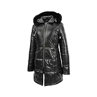 divergent retail ada manteau matelassé 3/4 en cuir pour femme noir, noir , 38