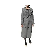 vsadsau manteau d'hiver en laine épaisse pour femmes en coton rembourré x long caban simple boutonnage décontracté, gris, m
