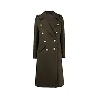 vsadsau caban d'hiver en laine pour femme, coupe ajustée, manteau plus long, double boutonnage, poches obliques, army gn., s