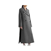 vsadsau caban extra long en laine mélangée pour femmes avec poches et manteaux droits décontractés à double boutonnage, gris foncé 9., l