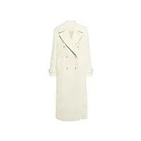 vsadsau manteau droit d'hiver en laine pour femme à double boutonnage classique, blanc, m