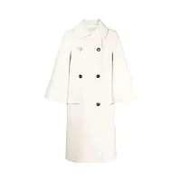 vsadsau manteaux en laine douce pour femmes double boutonnage long caban complet fendu manches évasées manteau plus long, blanc lait, l
