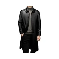 haitpant vestes en cuir véritable pour hommes printemps automne trench-coat décontracté veste longue en cuir vêtements coupe large