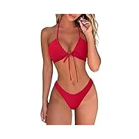 doulafass bikini sexy pour femme - style brésilien - taille basse - string triangle - 2 pièces, #1 rouge., m