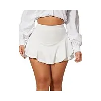 avidlove mini jupe rétro sexy femme basique plissée jupe courte avec ourlet uni taille haute blanc l