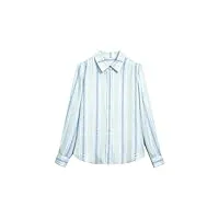 pulcykp femmes rayé robe chemises soie french blouses printemps automne bureau bleu clair business top, bleu clair, m