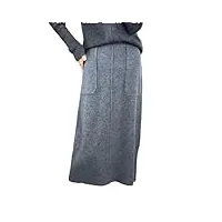 fjnbbiot jupe droite en laine à double poche pour l'automne et l'hiver, gris, 52