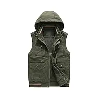 veste sans manches pour homme - veste d'hiver multi-poches - gilet de travail pour homme - gilet de pêche - poches de chasse pour homme, army en8, l