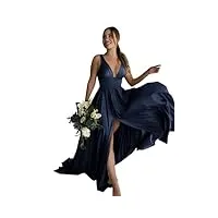 babyonline d.r.e.s.s. robe de cocktail longue formelle avec bretelles robe de soirée pour mariage en satin bleu marine 34