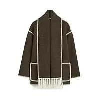 dcvmvmn manteau en laine double face pour femme - automne et hiver - coupe ample à simple boutonnage, manteau, 36