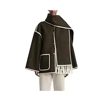 dcvmvmn manteau en laine double face pour femme - automne et hiver - coupe ample à simple boutonnage, manteau, 36