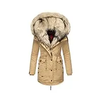 navahoo sweety manteau d'hiver pour femme avec fourrure synthétique beige l