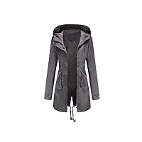manteaux imperméables vestes femme grande taille veste de pluie pour femme avec capuche coupe-vent léger à manches longues zip up cordon imperméable avec poches vestes dames avec (x12-grey, xxl)