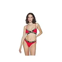 moschino lingerie fashion kit complet soutien-gorge et slip composition 95% co-5% ea rouge rouge 1116 2, rouge, 2
