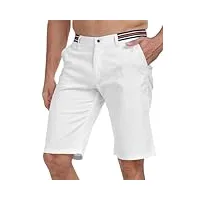 husmeu short homme en coton casual short décontracté à la mode short bermuda respirant avec poche pantalon slim fit blanc 40