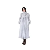 wvapzxx manteau long en vison pour femme avec col montant et fourrure chaude, blanc, l