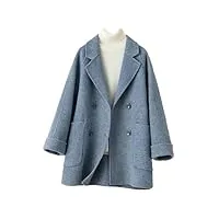 manteau mi-long double face 100 % laine pour femme élégant ample à double boutonnage, a, s