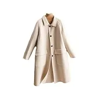 manteau en laine double face en laine unie pour femme mi-long slim avec col carré automne et hiver