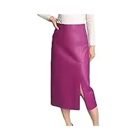 alloaone jupe fendue en cuir pour femmes, jupe longue enveloppée, taille haute, coupe cintrée