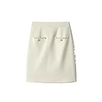 mini jupes courtes pour femme - solide - vintage - automne et hiver, blanc, 44