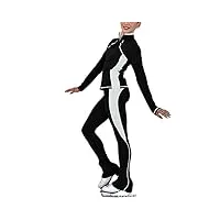 veste de figure avec pantalon tenue d'entraînement compression collants chauds pantalon de gymnastique pour fille femme(size:110,color:blanc)