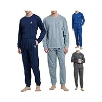 saneshoppe luxury loungewear ensemble pyjama brossé pour hommes - style jogger avec manches à rabat, taille élastique, cordons de serrage, polyester - pack de 4 - xxl