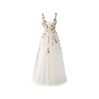 beyonddress robe de soirée 3d pour femme avec broderie en tulle, robe de bal formelle, robe de soirée, a-blanc., 48
