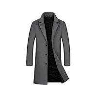 imosei manteau homme laine， veste d'hiver for hommes, manteau mi-long décontracté, mélange de gris épais, pardessus chaud (color : gris, size : 4xl)