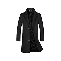 imosei manteau homme laine， veste d'hiver for hommes, manteau mi-long décontracté, mélange de gris épais, pardessus chaud (color : noir, size : 4xl)
