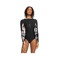 roxy new 1mm - long sleeve one-piece swimsuit for women - maillot une pièce manches longues - femme - s - noir