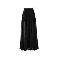jupes plissées en patchwork pour femme - taille haute - solide - décontractée - jupe trapèze d'été, noir , 36