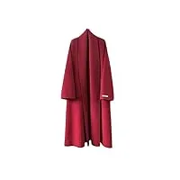 dbfbdtu manteau en laine double face pour femme - longue veste d'hiver ample, rouge, m