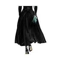 dayaemmotq jupe rétro taille haute pour femme avec talons longs et buste tendance - jupe parapluie sexy - longue poche latérale - jupe parapluie, noir , xl