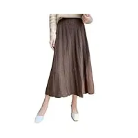 dvbfufv jupe en cachemire d'automne et d'hiver - jupe plissée taille haute pour femme - jupe trapèze en tricot, kaki foncé 9, taille unique