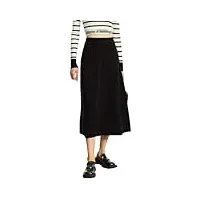jupe tricotée simple pour femme - jupe trapèze ample - taille élastique - jupe unie, noir , 40