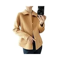 kelsiop manteau en laine double face pour femme, manteau court en laine, slim et décontracté, automne et hiver
