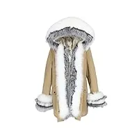 oftbuy veste d'hiver femmes réel manteau de fourrure épais chaud naturel fourrure de renard col capuche vêtement d'extérieur parka doublure de fourrure de lapin streetwear