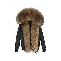 oftbuy veste d'hiver parka imperméable pour femme, manteau en vraie fourrure de raton laveur naturel, capuche, épais et chaud, vêtements d'extérieur, streetwear