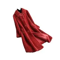manteau d'hiver en laine pour femme - veste longue chaude et élégante - veste décontractée, rouge, l