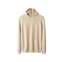 sweat à capuche en tricot de cachemire solide pour homme pull de loisirs chemise de base automne/hiver 100% beige s