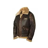yahbrra vestes en cuir pu pour hommes, bombardier marron en cuir polaire Épais et chaud de longueur moyenne avec revers en fourrure, manteaux de moto de motard décontractés avec poches (color : brown