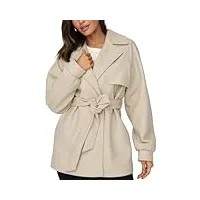 only manteau court avec ceinture réglable écru pour femme, blanc, s