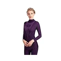 vosmii sous - vêtements thermiques mode imprimé set thermique de sous-vêtements thermiques d'hiver turtlameneck coton femmes thermo vêtements pyjamas (color : purple)