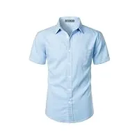 parklees chemise décontractée boutonnée d'été hipster à manches courtes pour homme, bleu ciel, taille xl