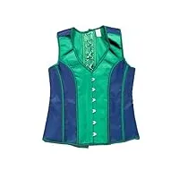 fulbant corset pour homme - corset moulant - débardeur gainant - style vintage - À lacets - push up, en8 avec bleu, xxl